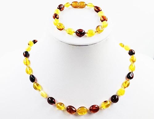 Baltic Amber Teething Necklace and bracelet set
