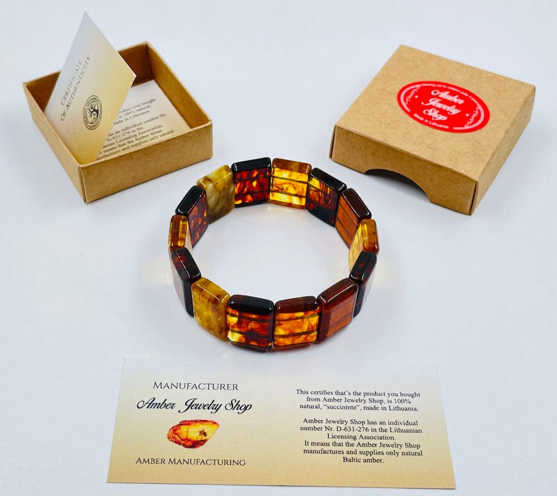 Baltic Amber Bracelet For Adult Natural Amber Beads Bracelet pressed