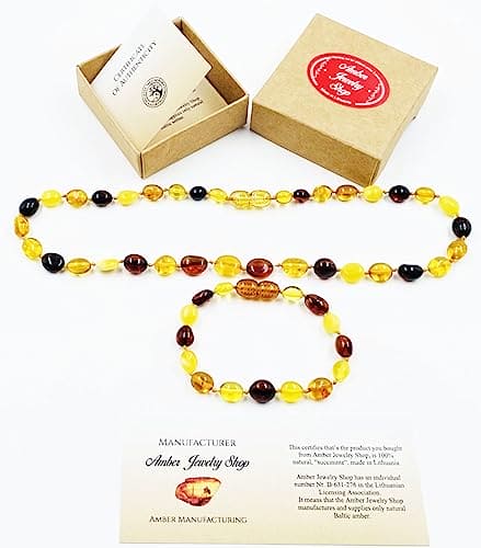 Baltic Amber Teething Necklace and bracelet set