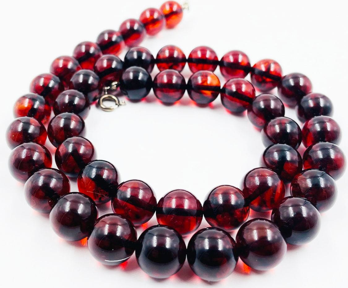 Amber Necklace - Natural Baltic Amber Silver Necklace pressed