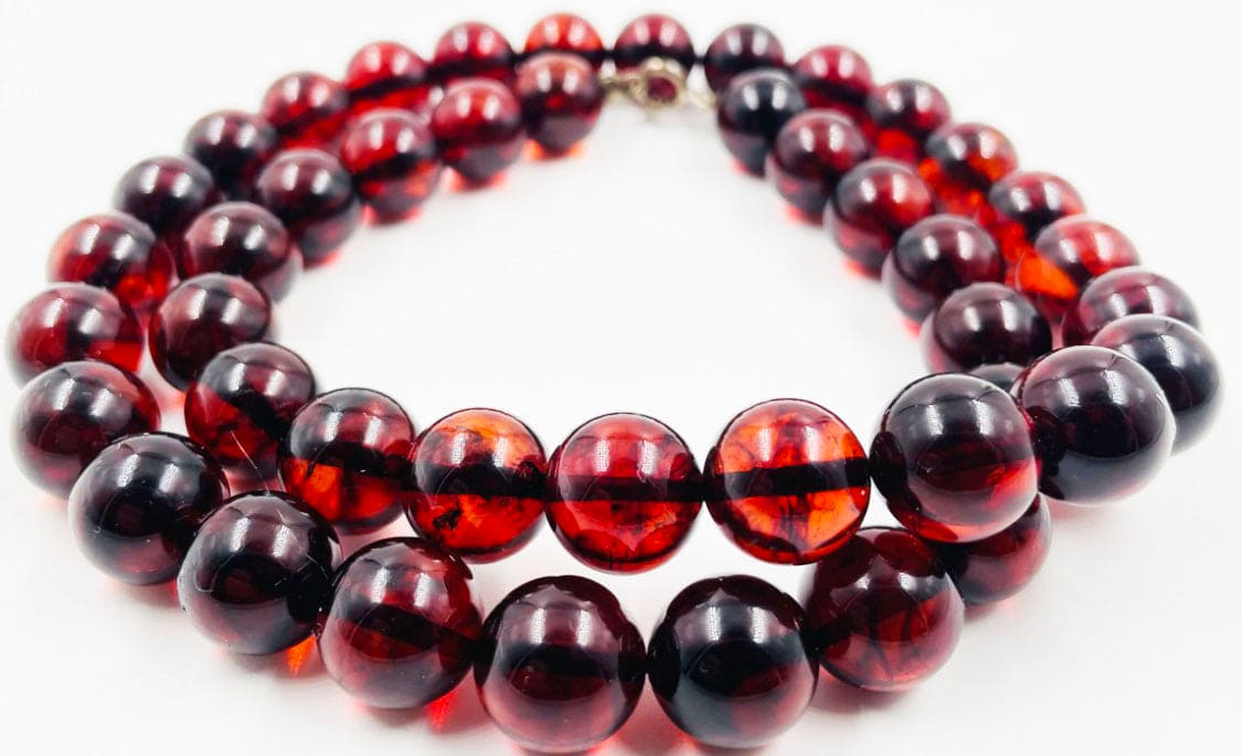 Amber Necklace - Natural Baltic Amber Silver Necklace pressed