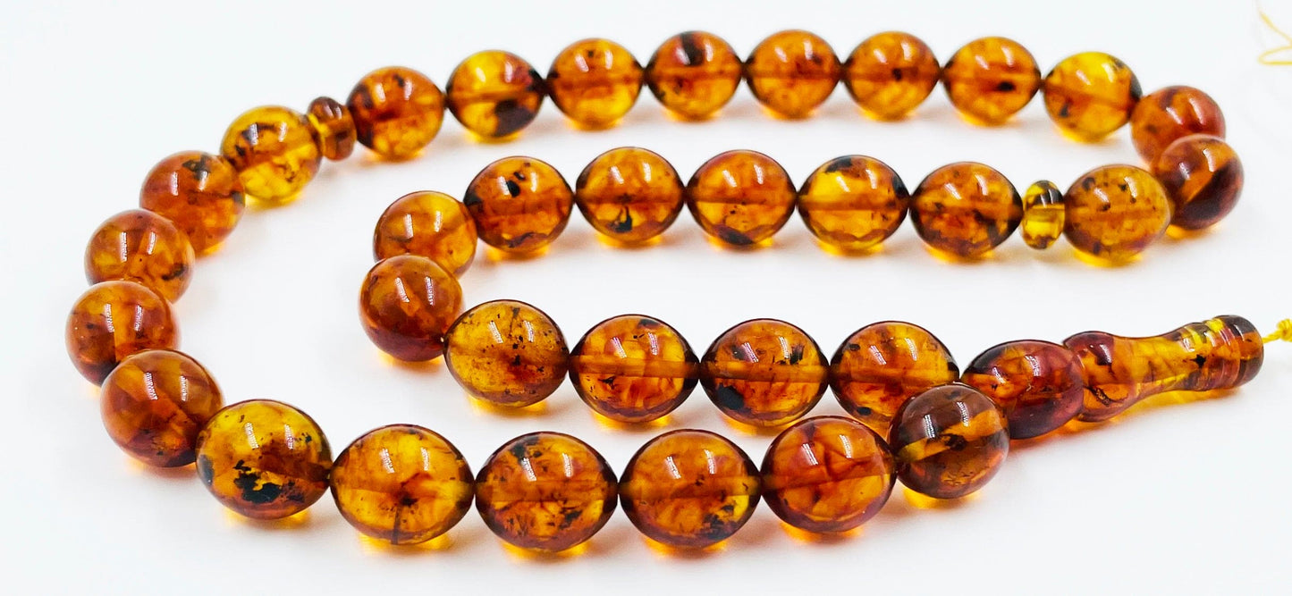 Islamic Prayer Beads-Natural Amber Tasbih Prayer Beads pressed