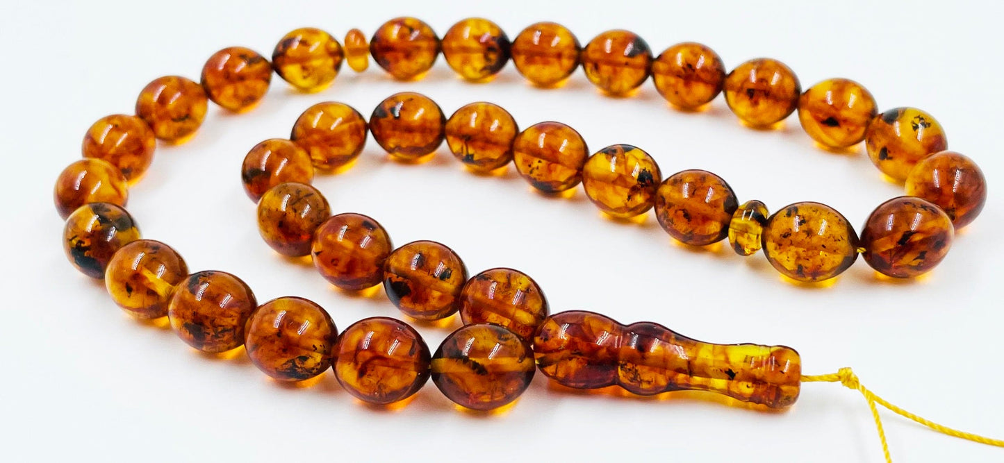 Islamic Prayer Beads-Natural Amber Tasbih Prayer Beads pressed