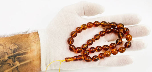 Islamic  Prayer Beads-Natural Amber Tasbih Prayer Beads pressed