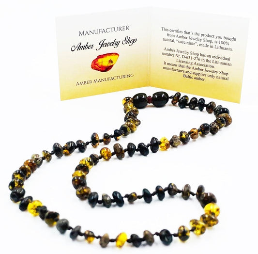 Amber Teething Necklace | Amber Beads Teething - Green