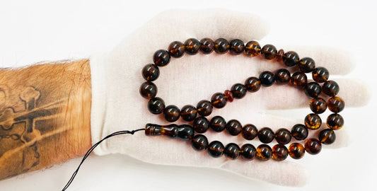 Islamic Prayer Beads-Natural Amber Rosary Prayer Beads pressed