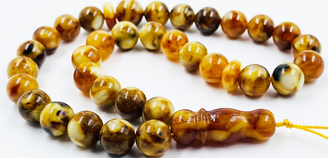 Islamic Prayer Beads-Natural Amber Muslim Prayer Beads pressed
