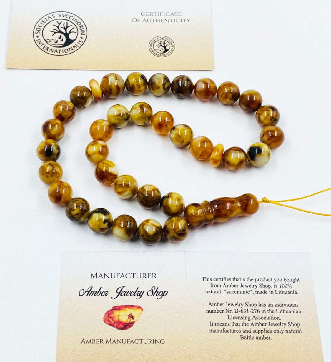 Islamic Prayer Beads-Natural Amber Muslim Prayer Beads pressed
