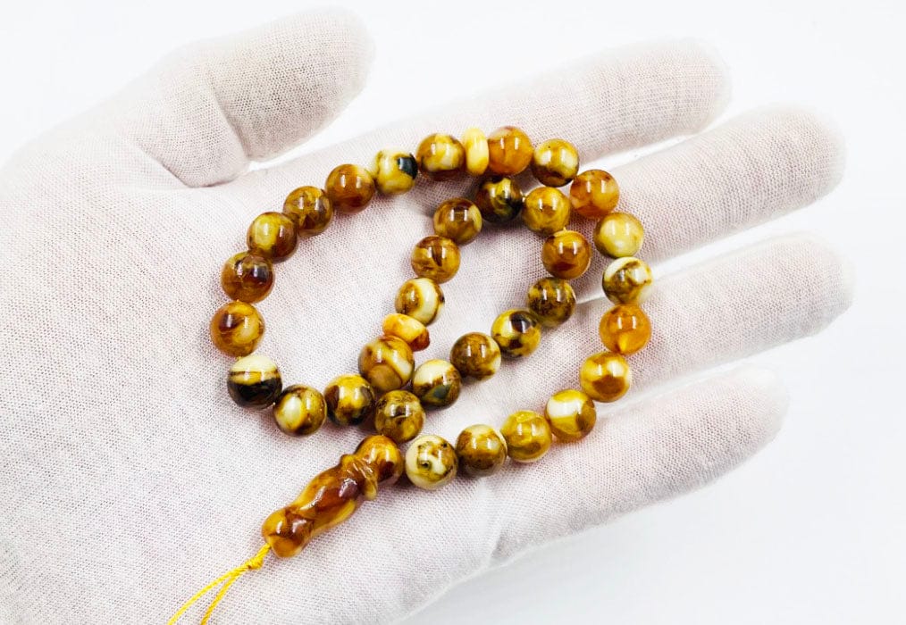 Islamic Prayer Beads-Natural Amber Muslim Prayer Beads pressed