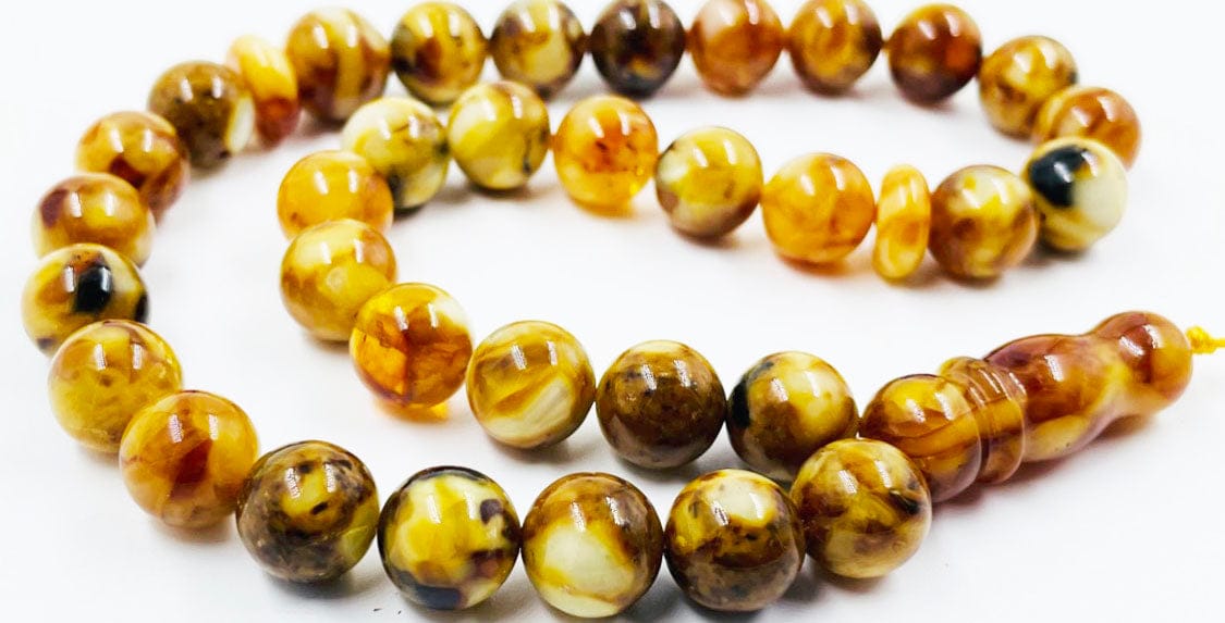 Islamic Prayer Beads-Natural Amber Muslim Prayer Beads pressed