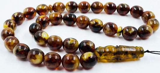Amber Rosaries -Natural Amber  Prayer Beads Amber Tasbih pressed