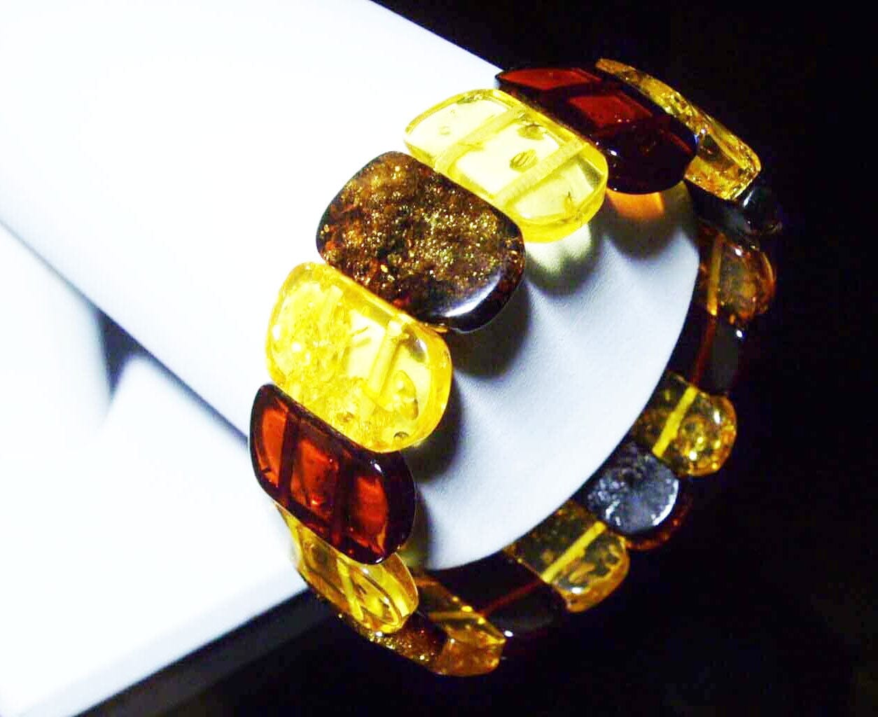Multi Colour Genuine Amber Bracelet Unisex Amber Beads Massive Gemstone Handmade Bracelet