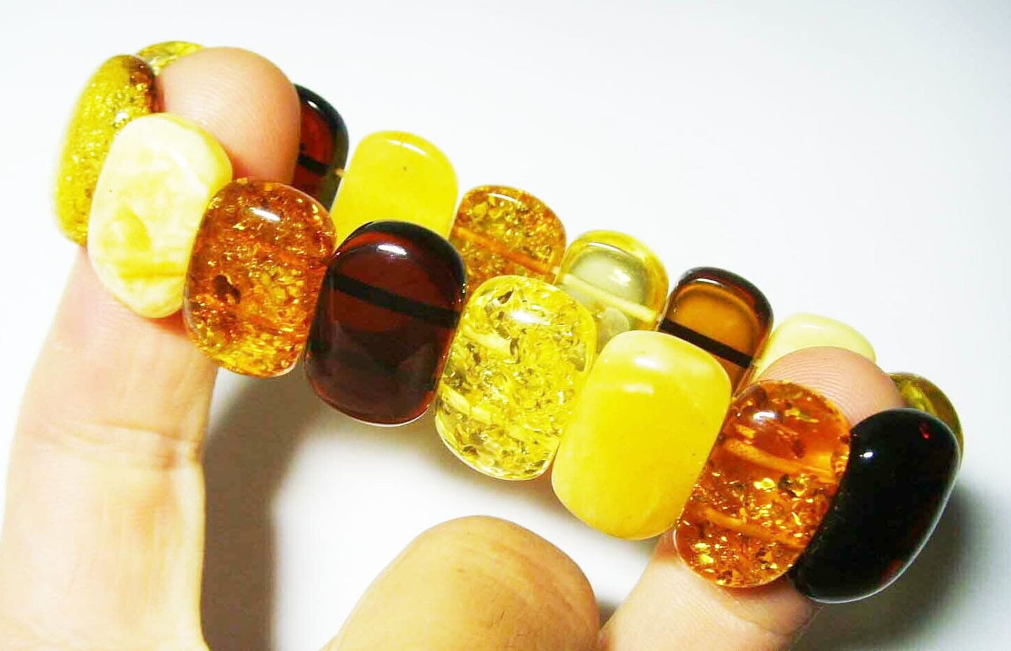 Amber bracelet Natural Baltic Amber multi colorful amber beads - Amber Jewelry for women