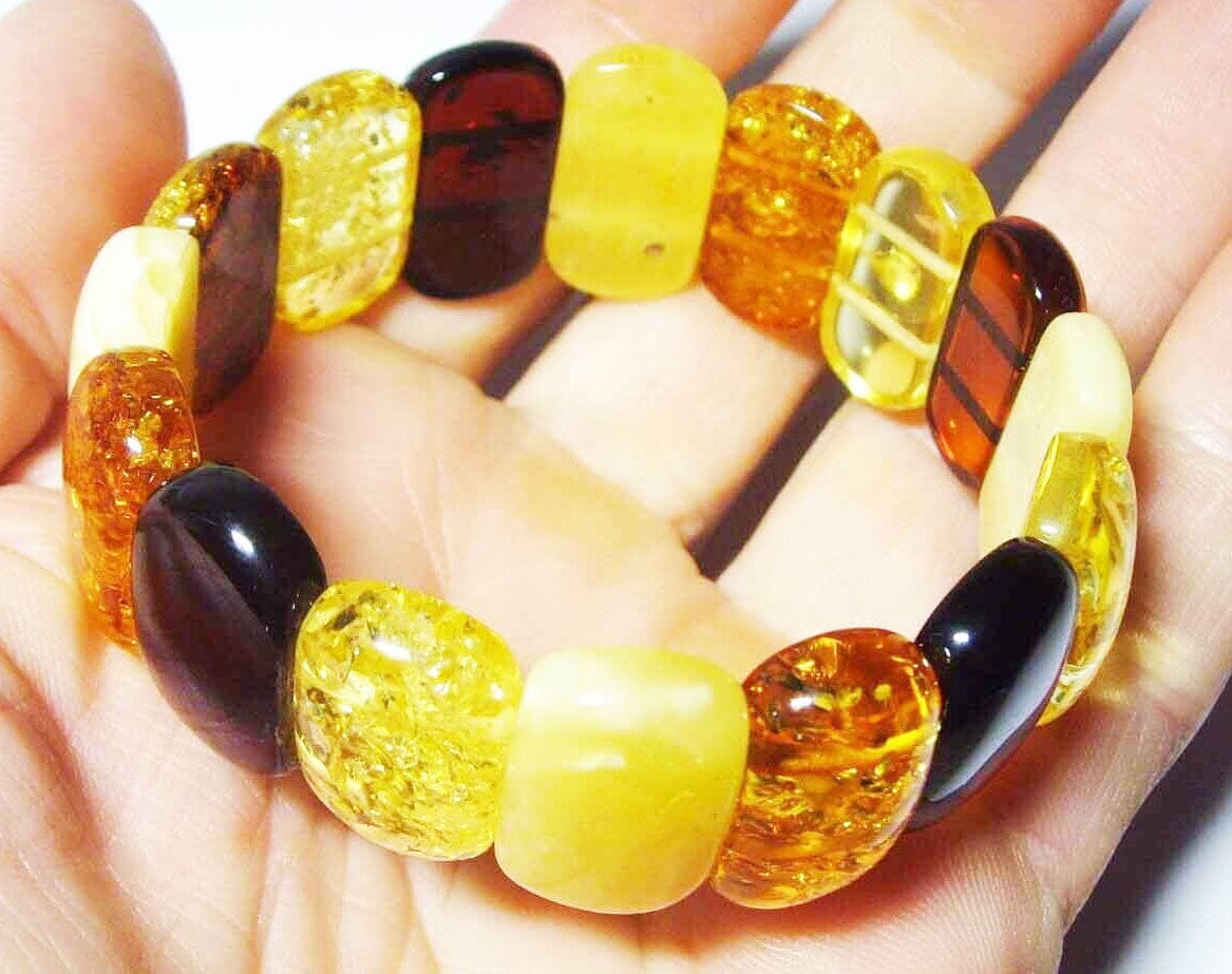 Amber bracelet Natural Baltic Amber multi colorful amber beads - Amber Jewelry for women