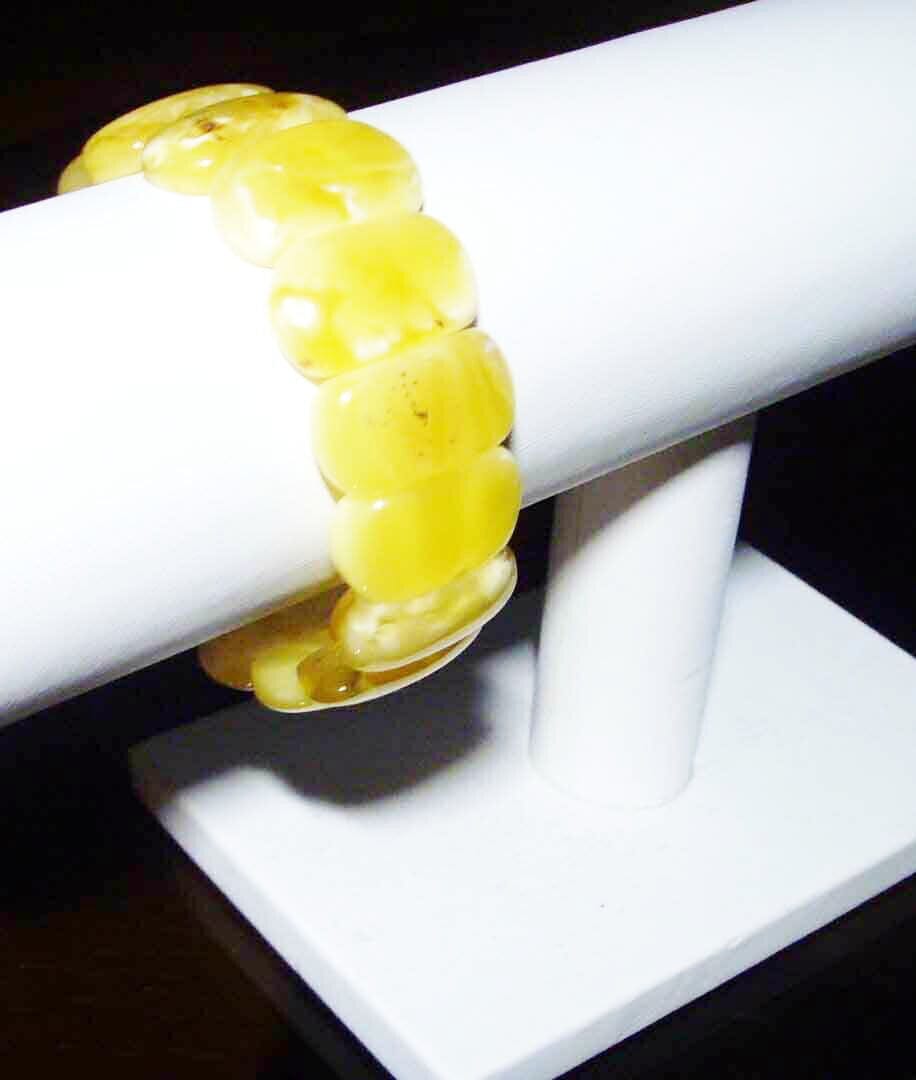 Royal Amber bracelet Genuine White-Butter Baltic Amber beads Bracelet 26.93 gr. A130