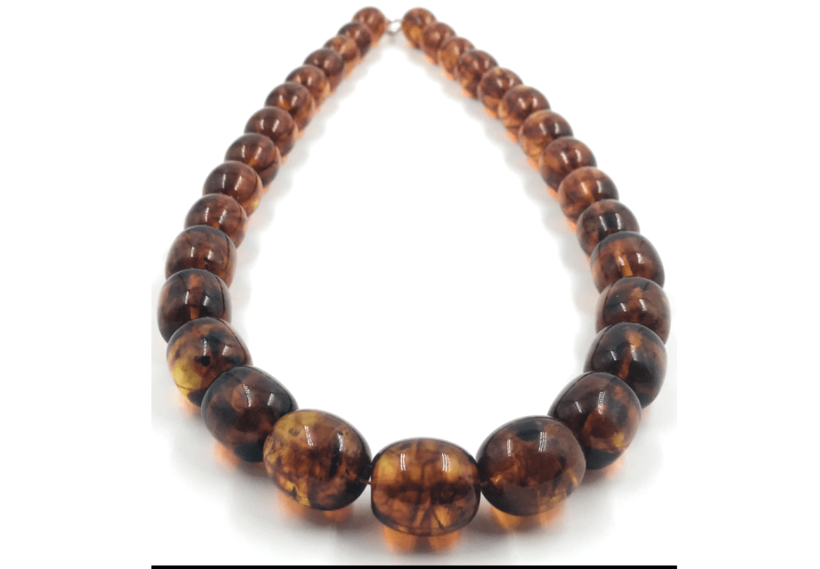 Amber Necklace Large Amber Beads Natural Baltic Amber Jewelry Pressed