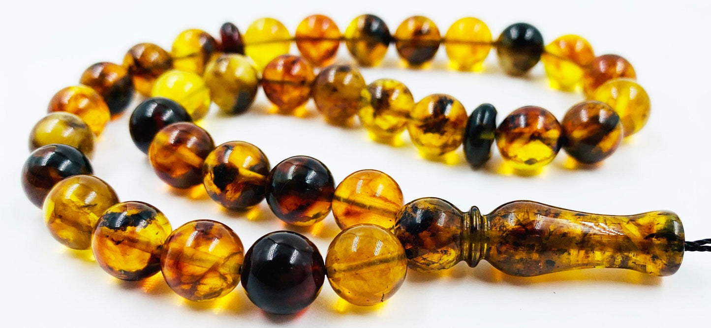 Baltic Amber Prayer Beads Natural Baltic Amber Tasbih Misbaha pressed