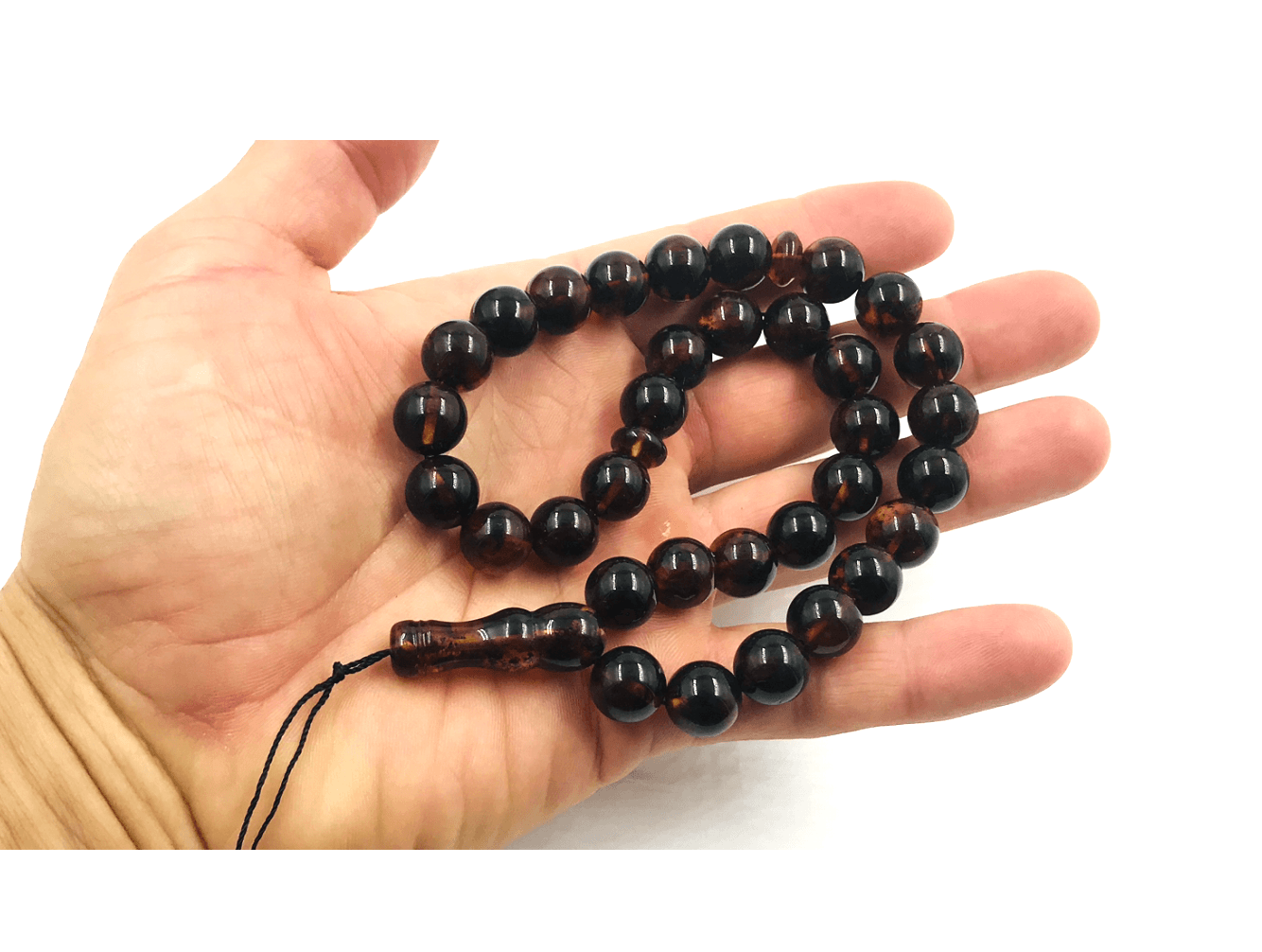 Genuine Amber Islamic Prayer Beads 33 Beads Amber Tasbih, Misbaha, Tasbeeh, pressed