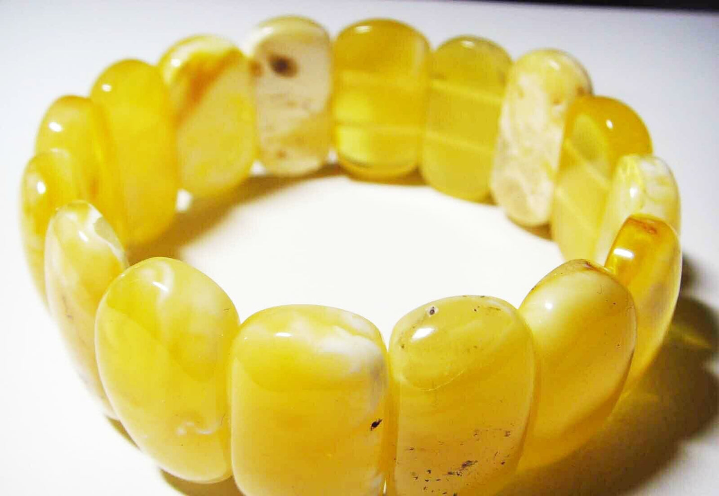 Royal Amber bracelet Genuine White-Butter Baltic Amber beads Bracelet 26.93 gr. A130