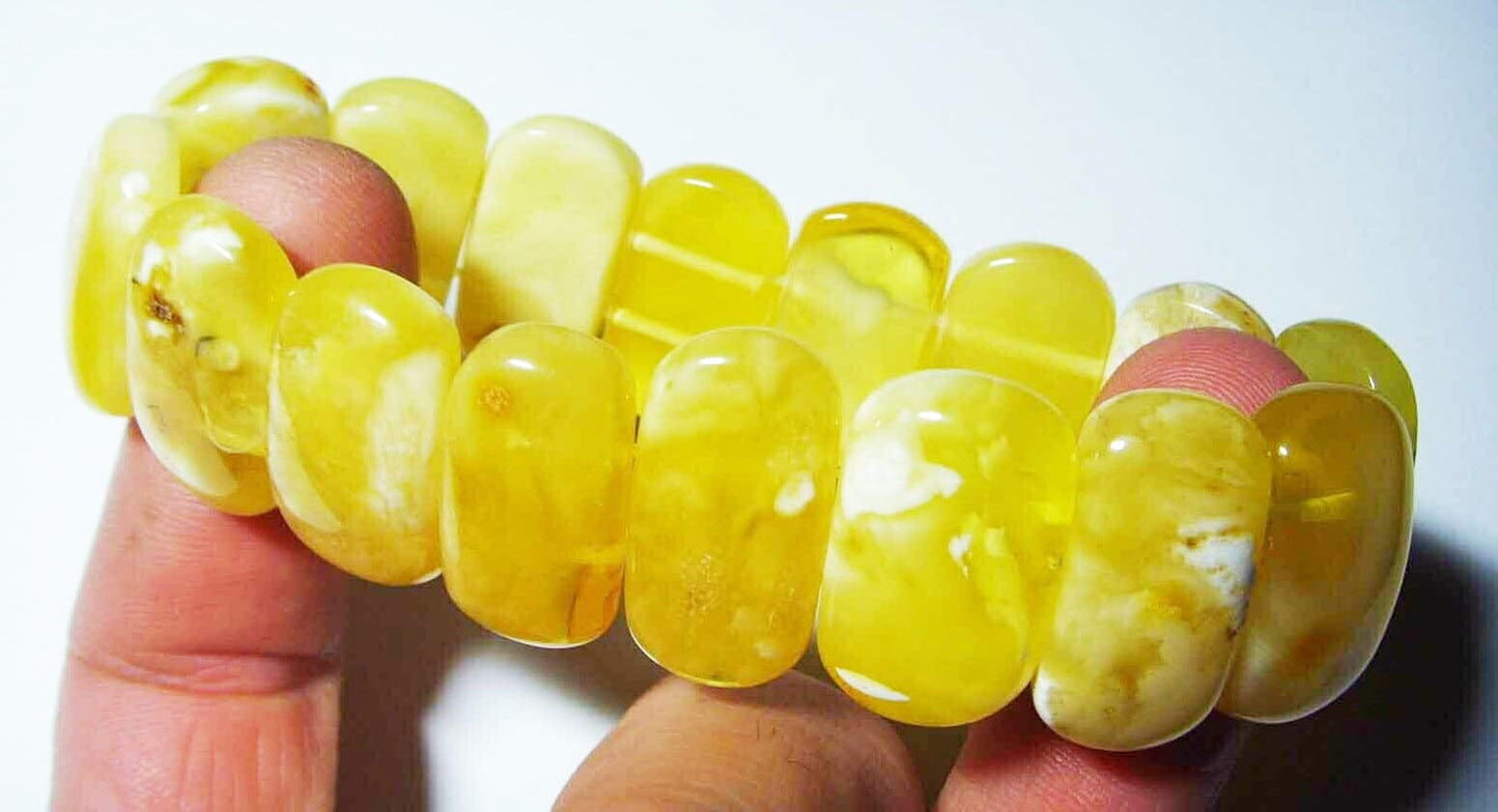 Royal Amber bracelet Genuine White-Butter Baltic Amber beads Bracelet 26.93 gr. A130