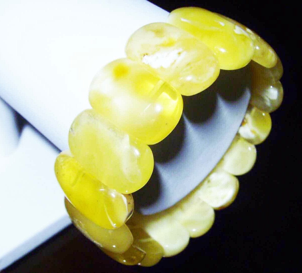 Royal Amber bracelet Genuine White-Butter Baltic Amber beads Bracelet 26.93 gr. A130