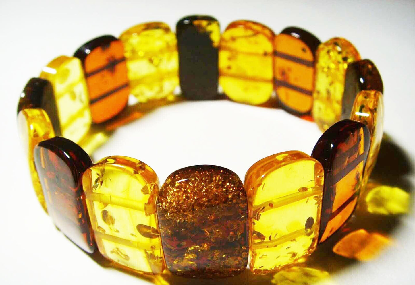 Multi Colour Genuine Amber Bracelet Unisex Amber Beads Massive Gemstone Handmade Bracelet