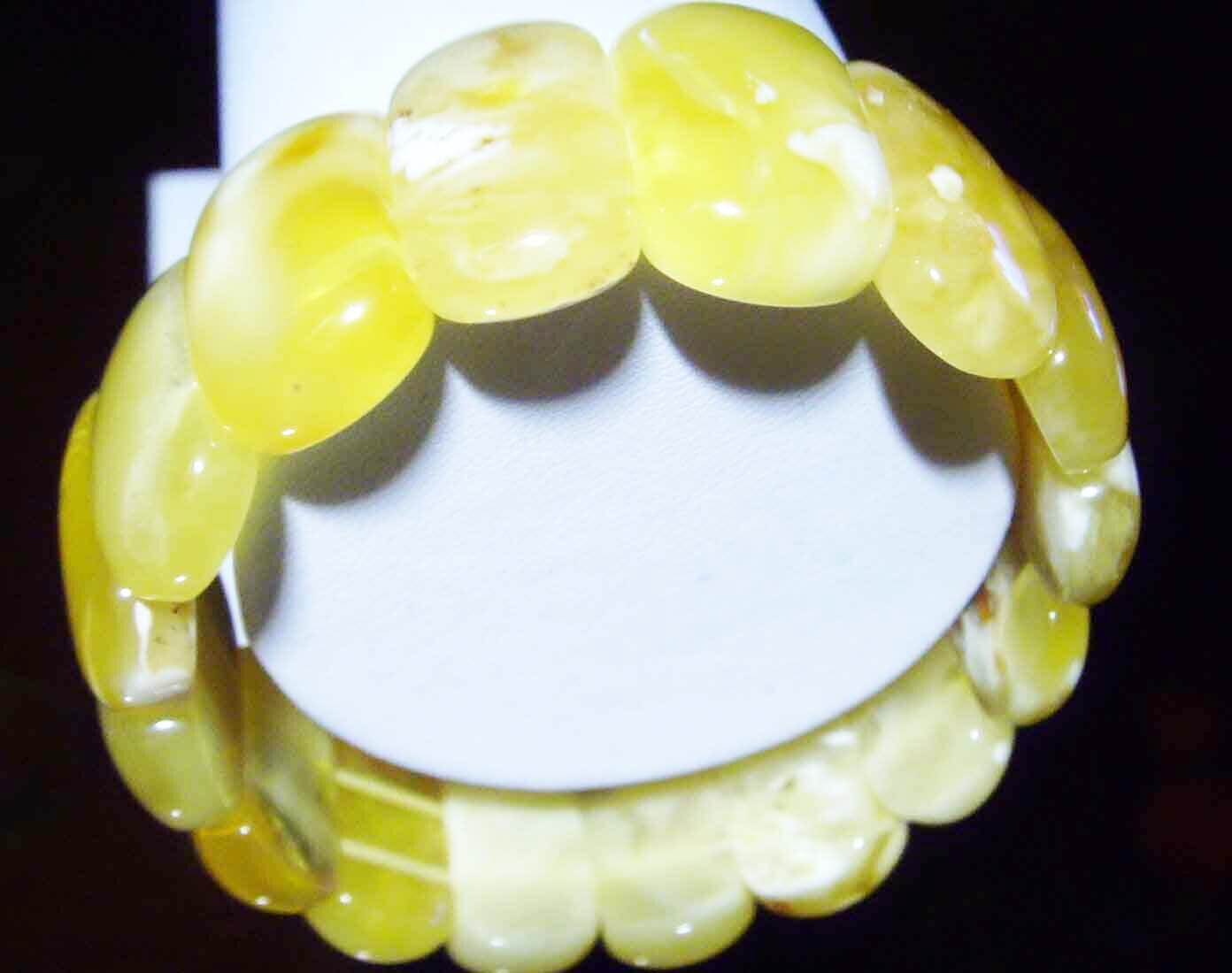 Royal Amber bracelet Genuine White-Butter Baltic Amber beads Bracelet 26.93 gr. A130