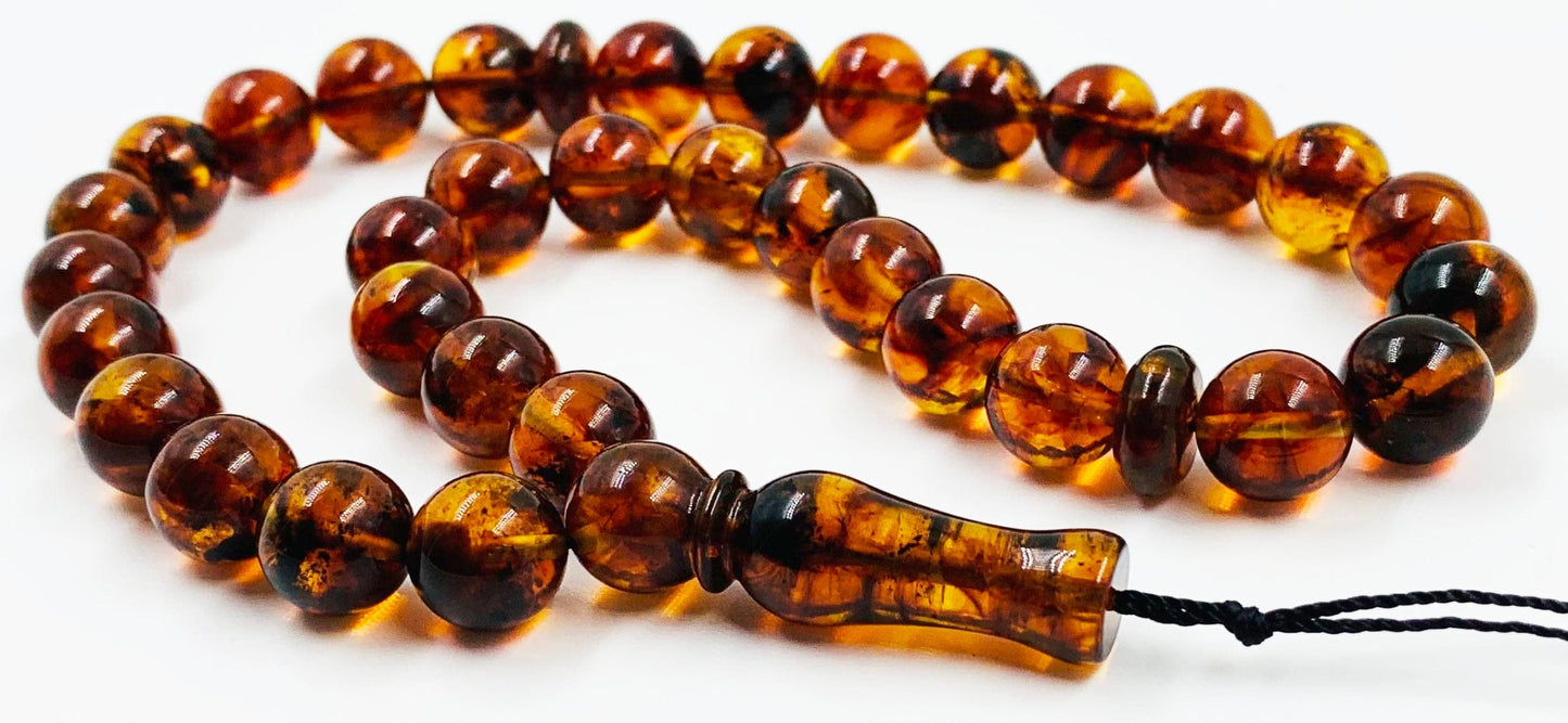 Natural Baltic Amber Muslim Prayer Beads 33 Tasbih Amber islamic rosary pressed