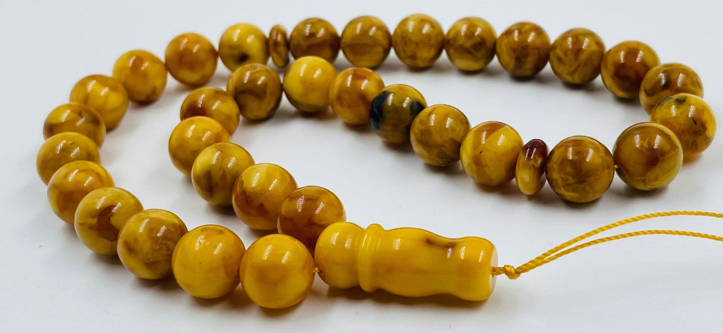 Amber Prayer Beads - Genuine Amber Muslim Tasbih pressed