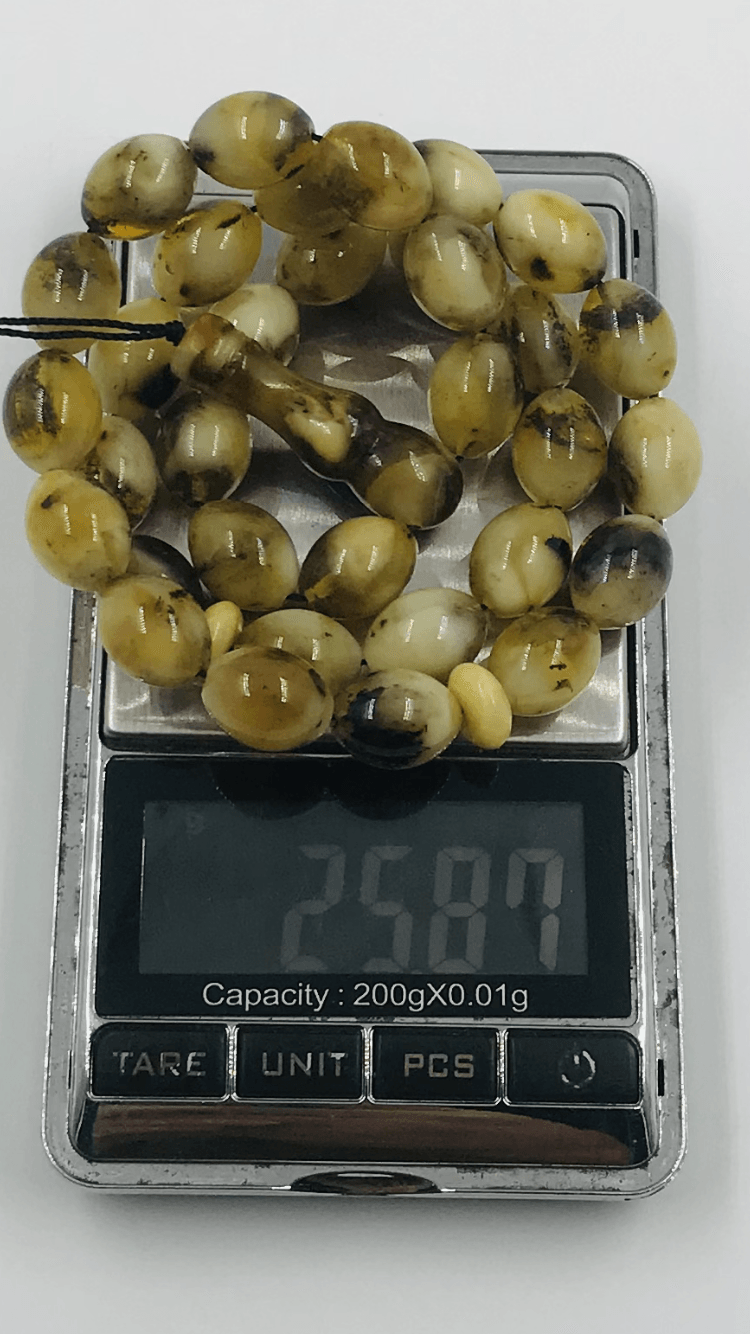 Natural Baltic Amber 33 Prayer Bead Amber Tasbih Misbaha Islamic Rosary pressed