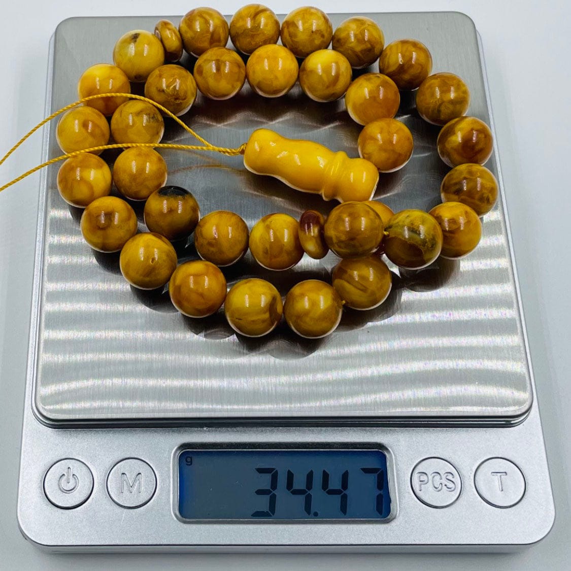 Amber Prayer Beads - Genuine Amber Muslim Tasbih pressed