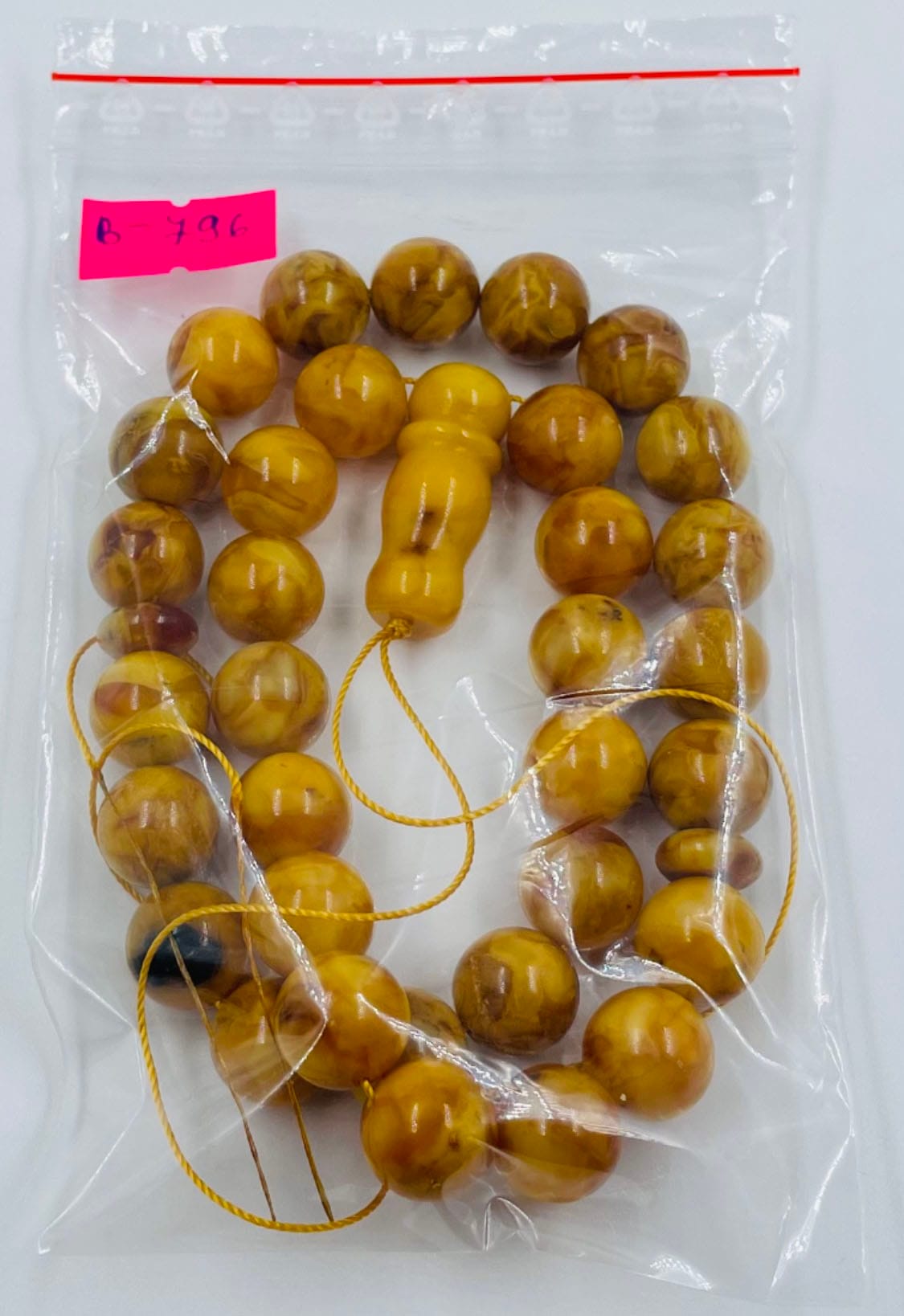 Amber Prayer Beads - Genuine Amber Muslim Tasbih pressed