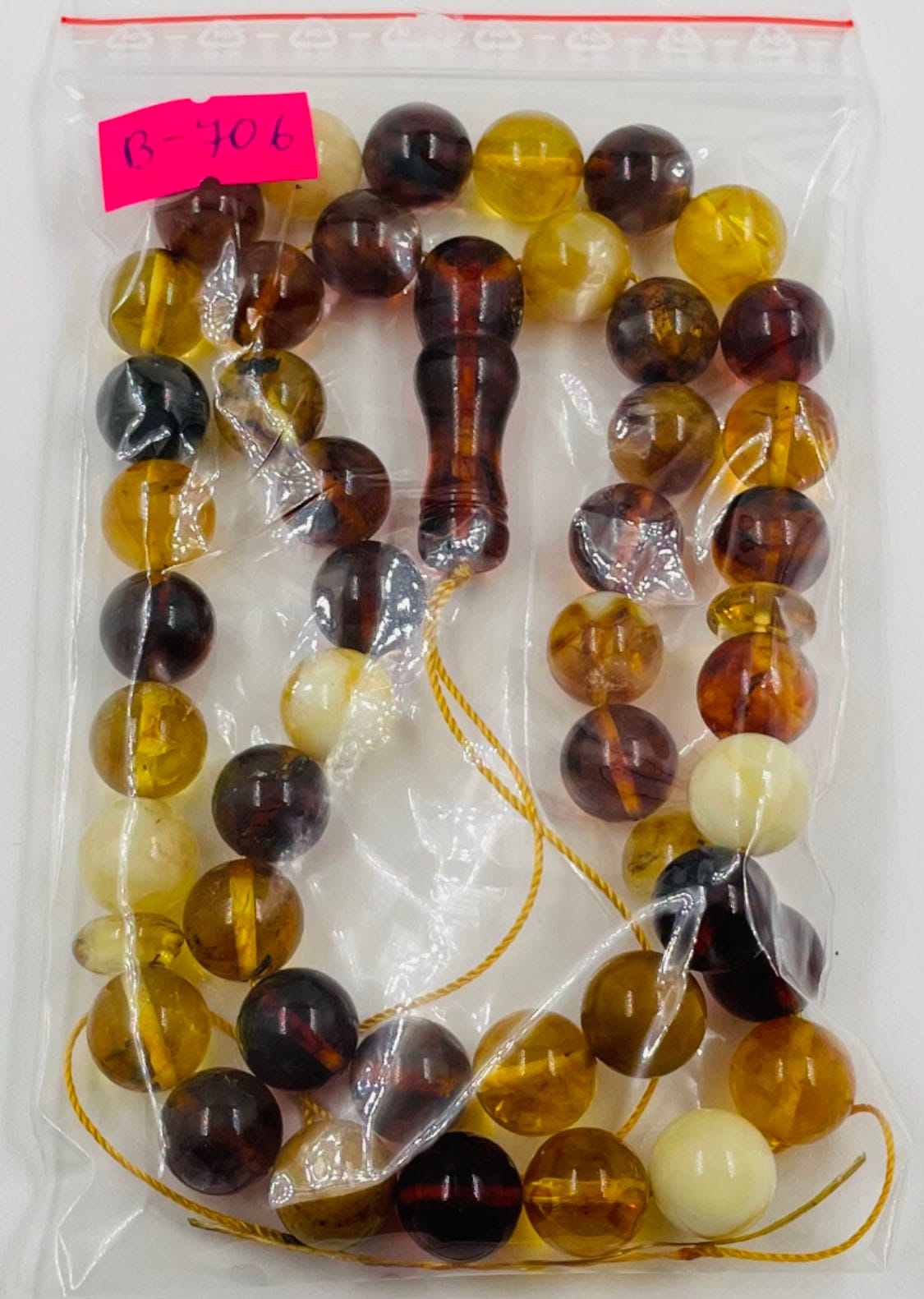 Islamic Prayer beads - Natural Baltic Amber Tasbih Misbaha pressed