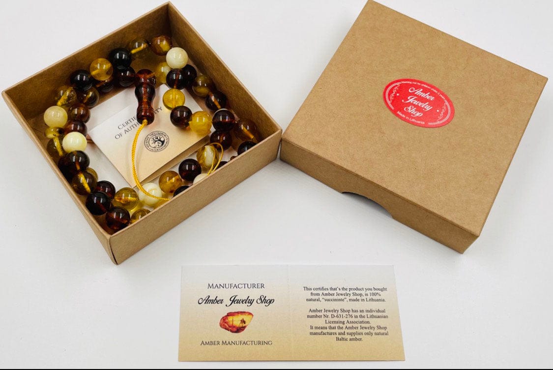 Islamic Prayer beads - Natural Baltic Amber Tasbih Misbaha pressed