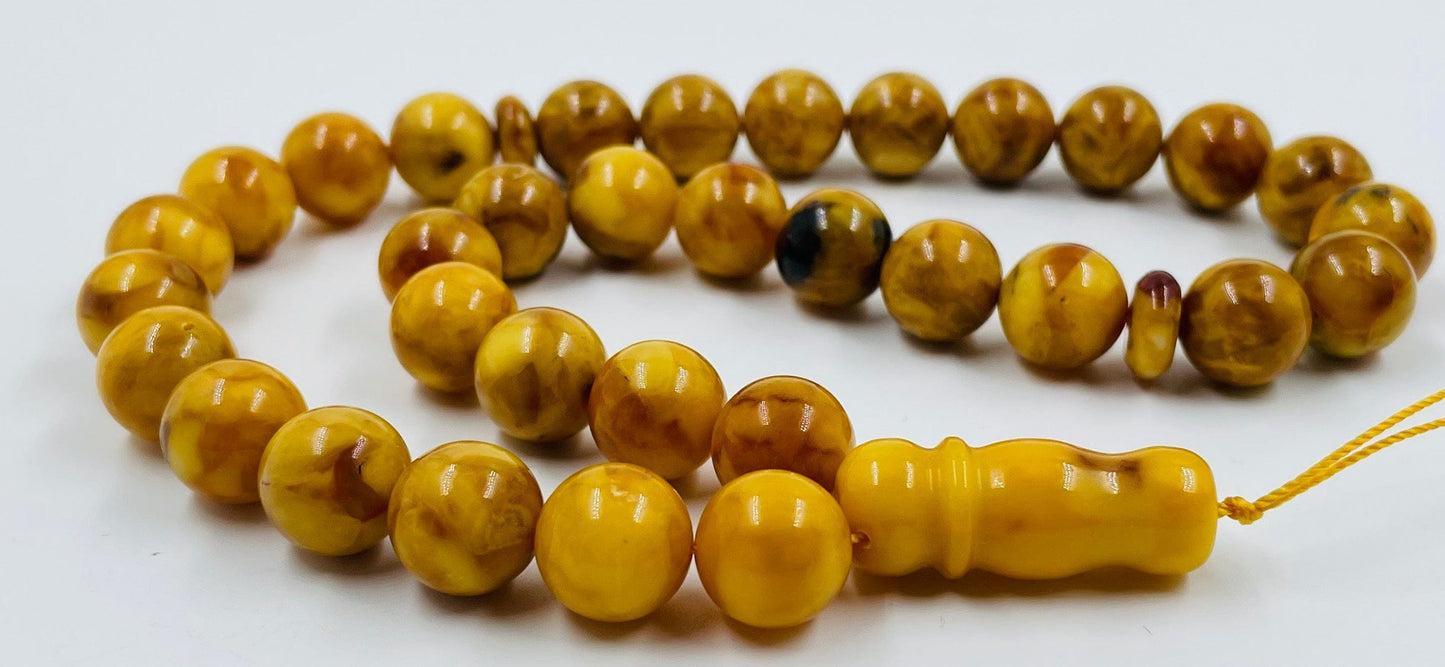 Amber Prayer Beads - Genuine Amber Muslim Tasbih pressed