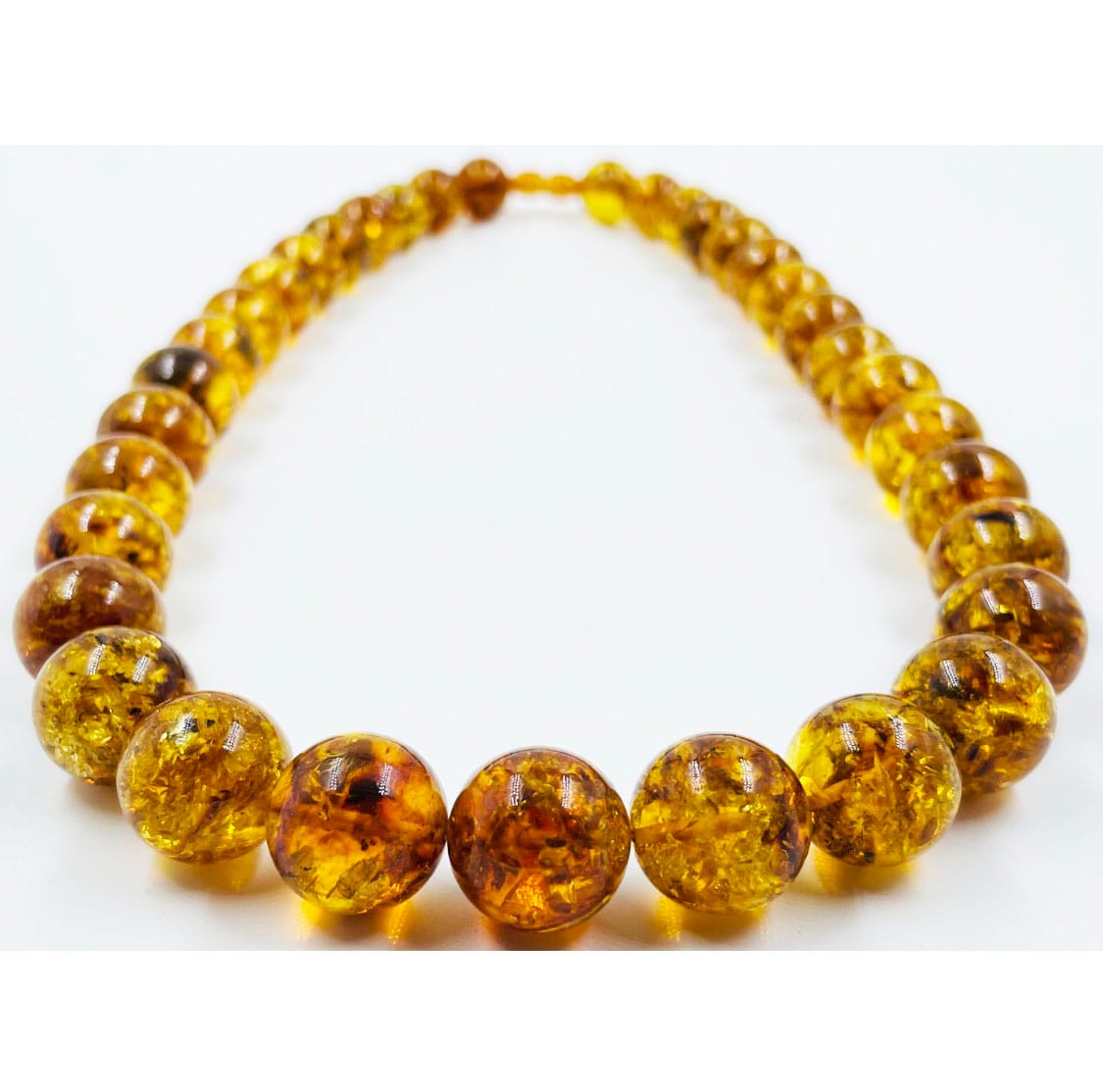 Baltic Amber Necklace - Natural Amber Beads Necklace pressed