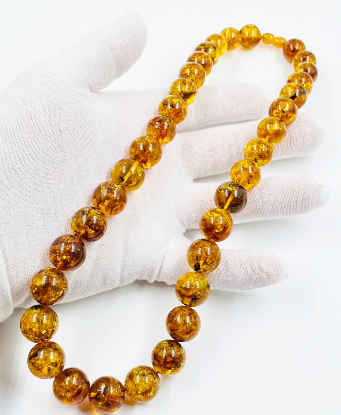 Baltic Amber Necklace - Natural Amber Beads Necklace pressed