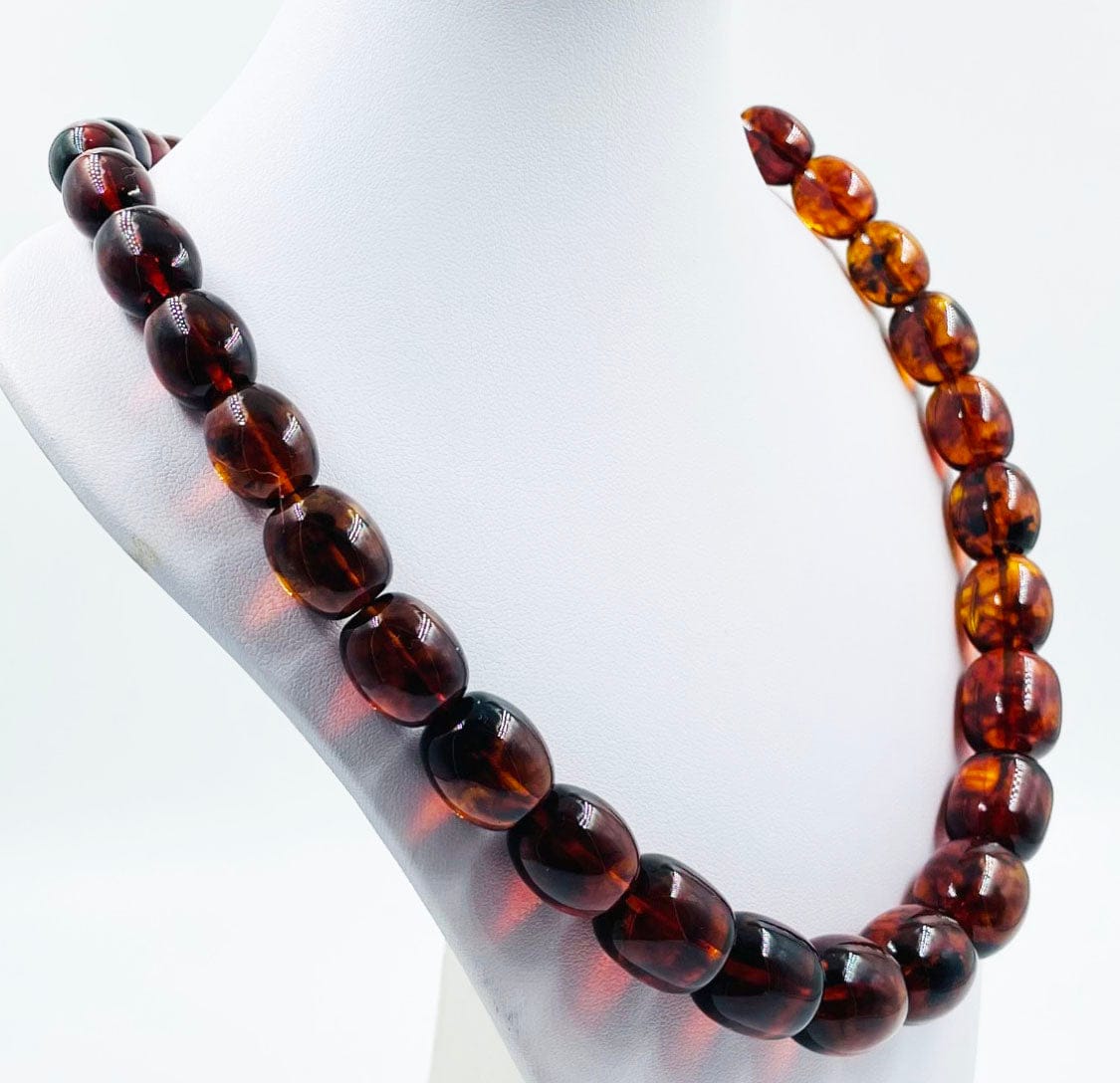 Baltic Amber Necklace - Natural Amber Beads Necklace pressed