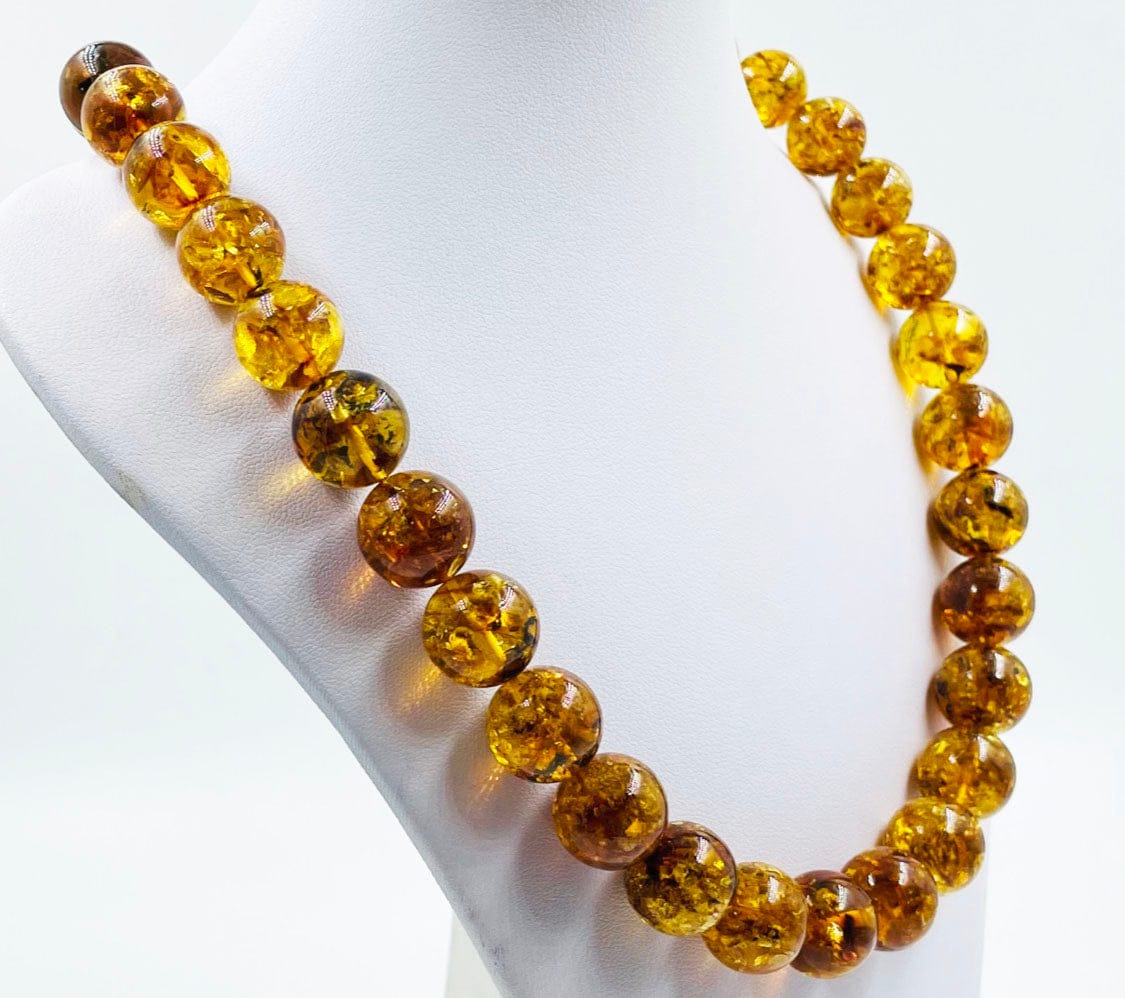 Baltic Amber Necklace - Natural Amber Beads Necklace pressed