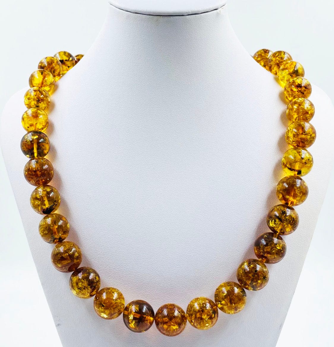 Baltic Amber Necklace - Natural Amber Beads Necklace pressed