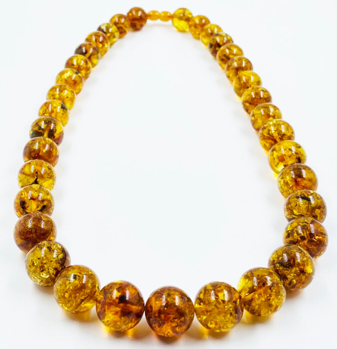 Baltic Amber Necklace - Natural Amber Beads Necklace pressed