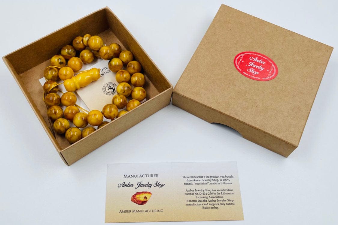 Amber Prayer Beads - Genuine Amber Muslim Tasbih pressed