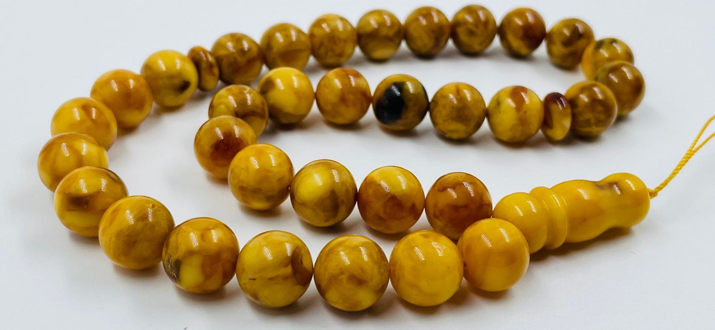 Amber Prayer Beads - Genuine Amber Muslim Tasbih pressed