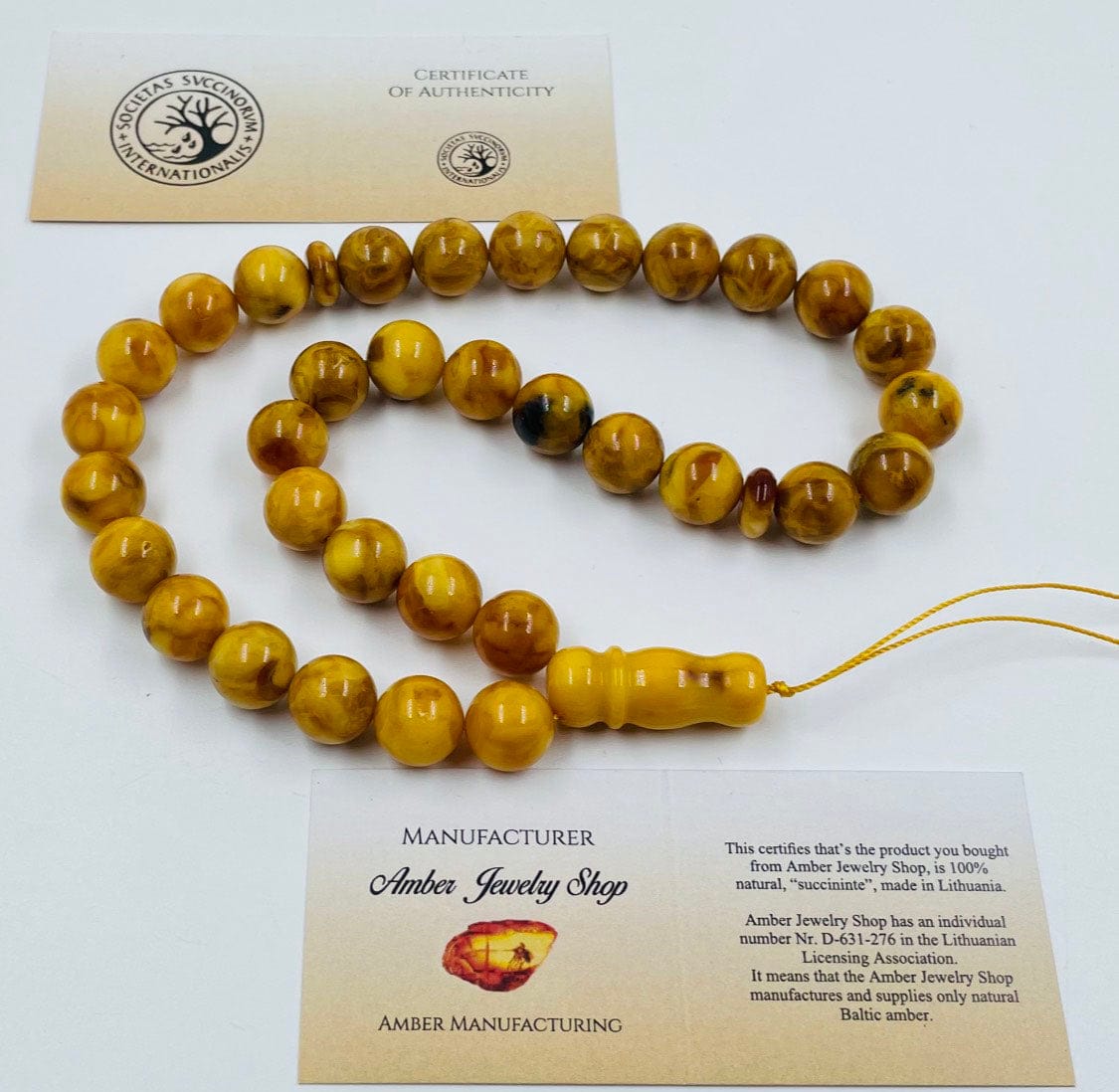 Amber Prayer Beads - Genuine Amber Muslim Tasbih pressed