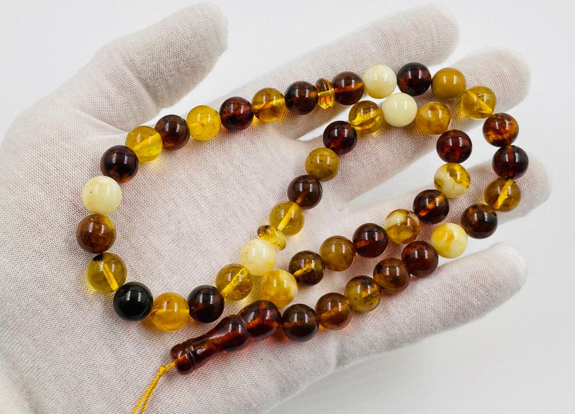 Islamic Prayer beads - Natural Baltic Amber Tasbih Misbaha pressed