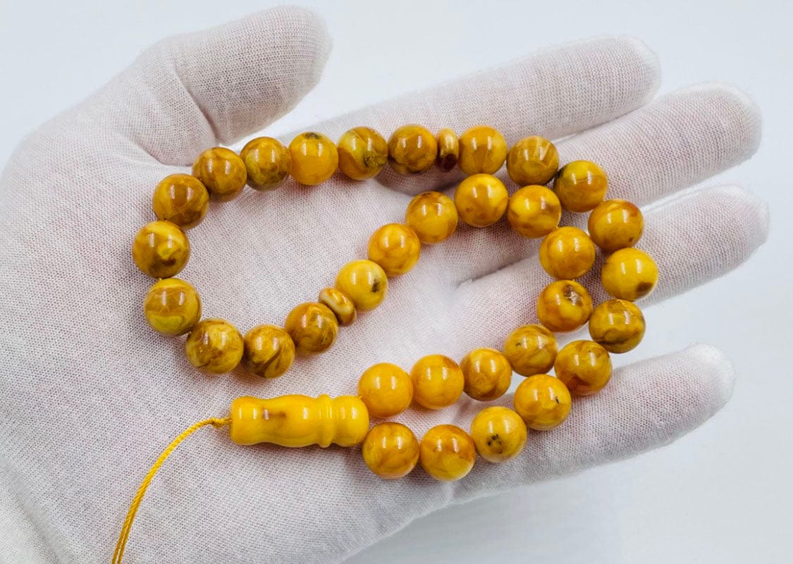 Amber Prayer Beads - Genuine Amber Muslim Tasbih pressed