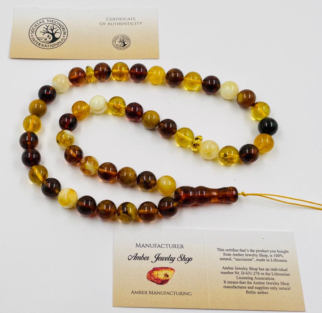 Islamic Prayer beads - Natural Baltic Amber Tasbih Misbaha pressed