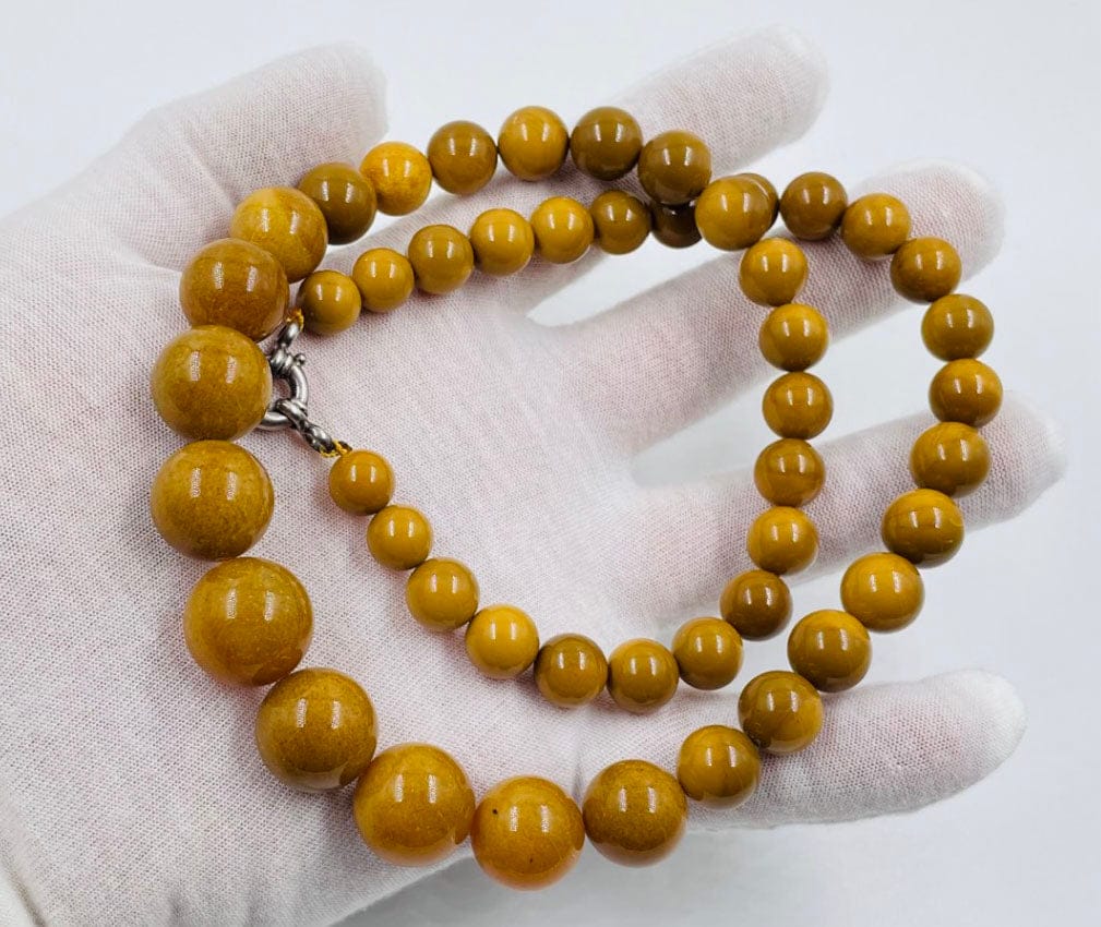 Antique Amber Necklace - Natural Baltic Amber Necklace pressed