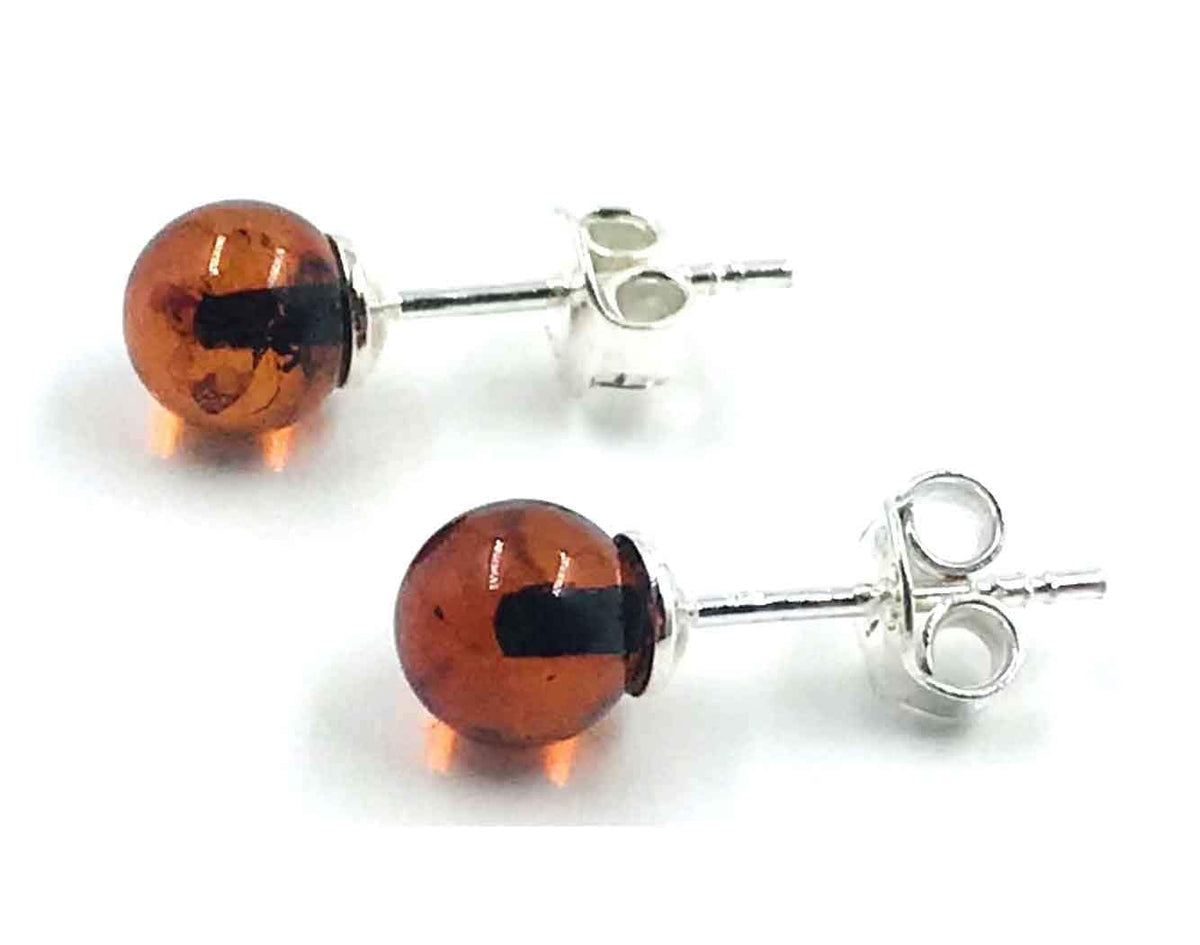 Natural Baltic amber sterling silver stud earrings