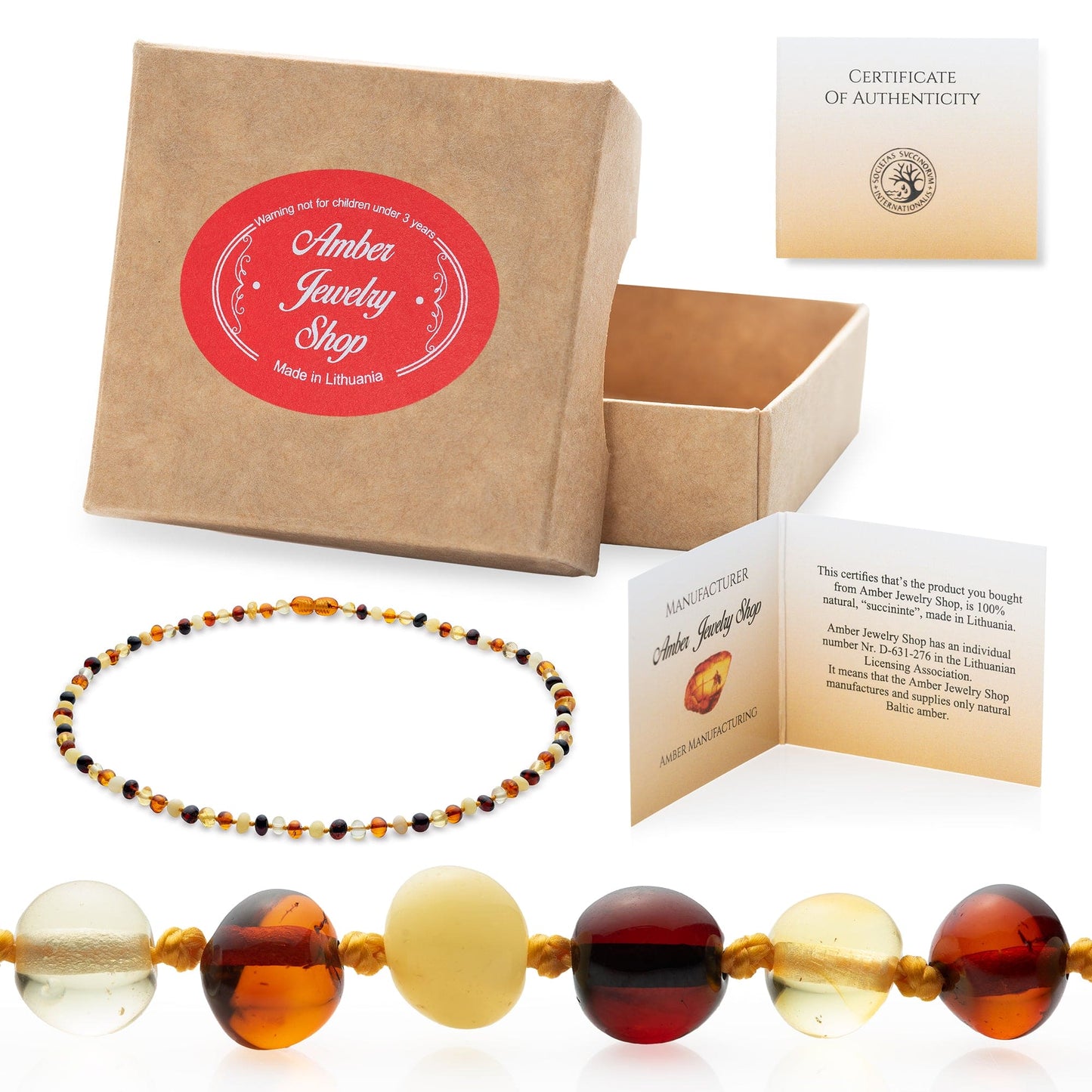 Amber Teething Necklace | Amber Beads Teething Cognac